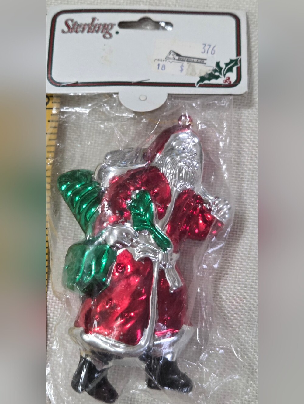 Vintage New Sterling  Santa Claus Holiday Ornament